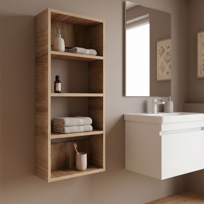 Ραφιέρα τοίχου Rafina  χρώμα καρυδί Ud 40x15x90εκ. - Pakobazaar
