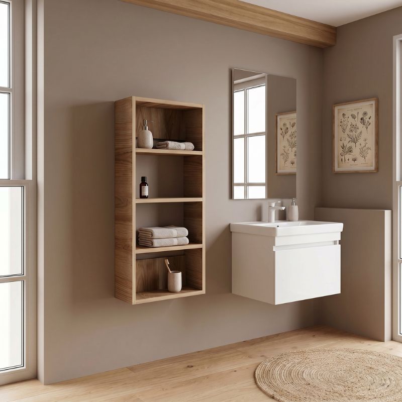Ραφιέρα τοίχου Rafina  χρώμα καρυδί Ud 40x15x90εκ. - Pakobazaar