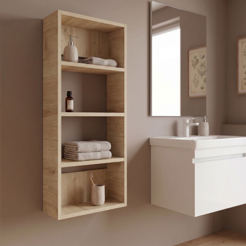 Ραφιέρα τοίχου Rafina  χρώμα sapphire oak 40x15x90εκ. - Pakobazaar