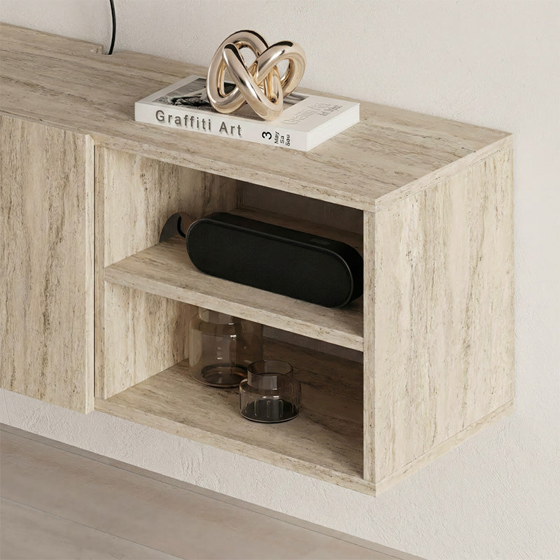 Έπιπλο τηλεόρασης επιτοίχιο Conrad  χρώμα travertine 140x35x38εκ. - Pakobazaar