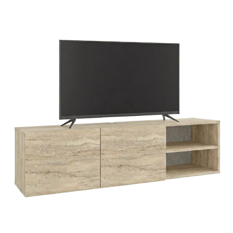 Έπιπλο τηλεόρασης επιτοίχιο Conrad  χρώμα travertine 140x35x38εκ. - Pakobazaar