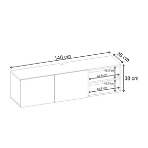 Έπιπλο τηλεόρασης επιτοίχιο Conrad  χρώμα travertine 140x35x38εκ. - Pakobazaar