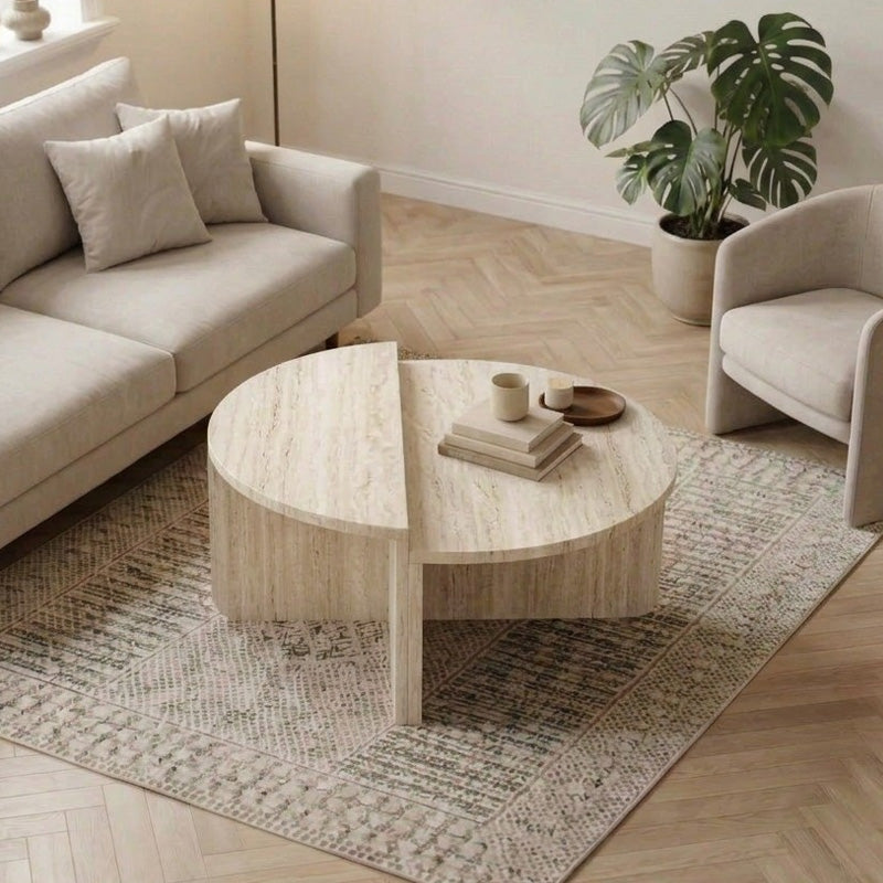 Τραπεζάκι σαλονιού Aloeva  χρώμα travertine Ø90x37εκ. - Pakobazaar