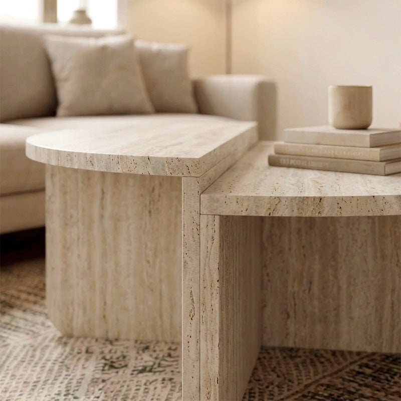 Τραπεζάκι σαλονιού Aloeva  χρώμα travertine Ø90x37εκ. - Pakobazaar