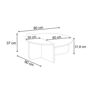 Τραπεζάκι σαλονιού Aloeva  χρώμα travertine Ø90x37εκ. - Pakobazaar