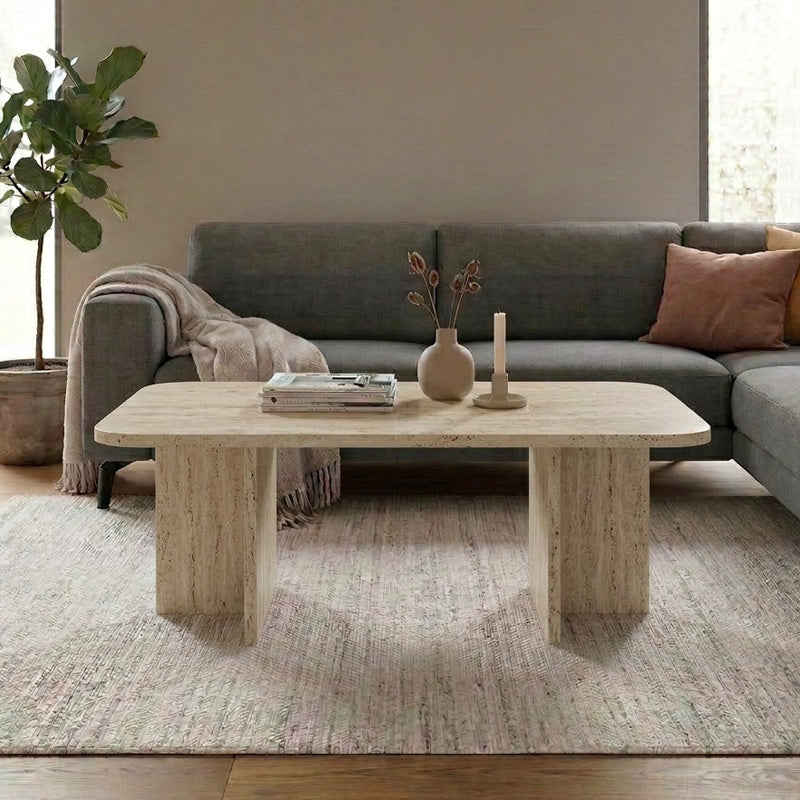 Τραπεζάκι σαλονιού Hillary  χρώμα travertine 100x60x41,8εκ. - Pakobazaar