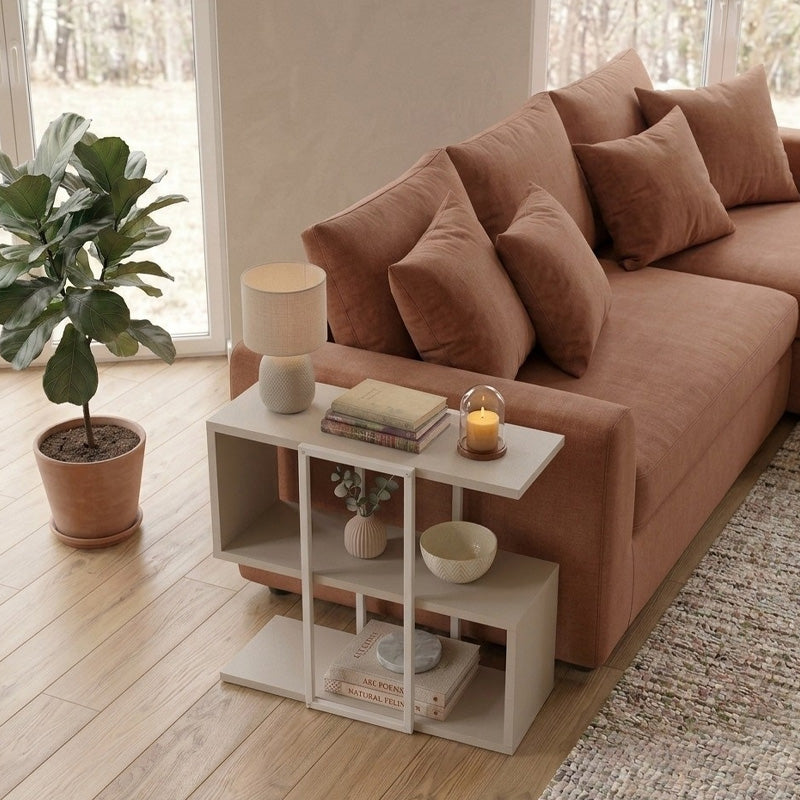 Τραπεζάκι βοηθητικό Homia  χρώμα sandstone 56x25x56,5εκ. - Pakobazaar