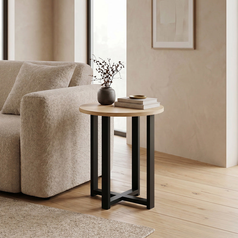 Τραπεζάκι σαλονιού σετ 2 τμχ Mesa  χρώμα sapphire oak Ø90x35,5εκ. - Pakobazaar