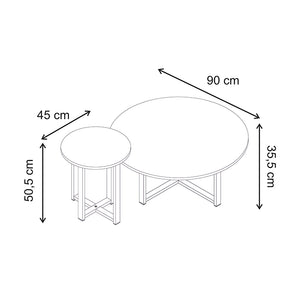 Τραπεζάκι σαλονιού σετ 2 τμχ Mesa  χρώμα sapphire oak Ø90x35,5εκ. - Pakobazaar