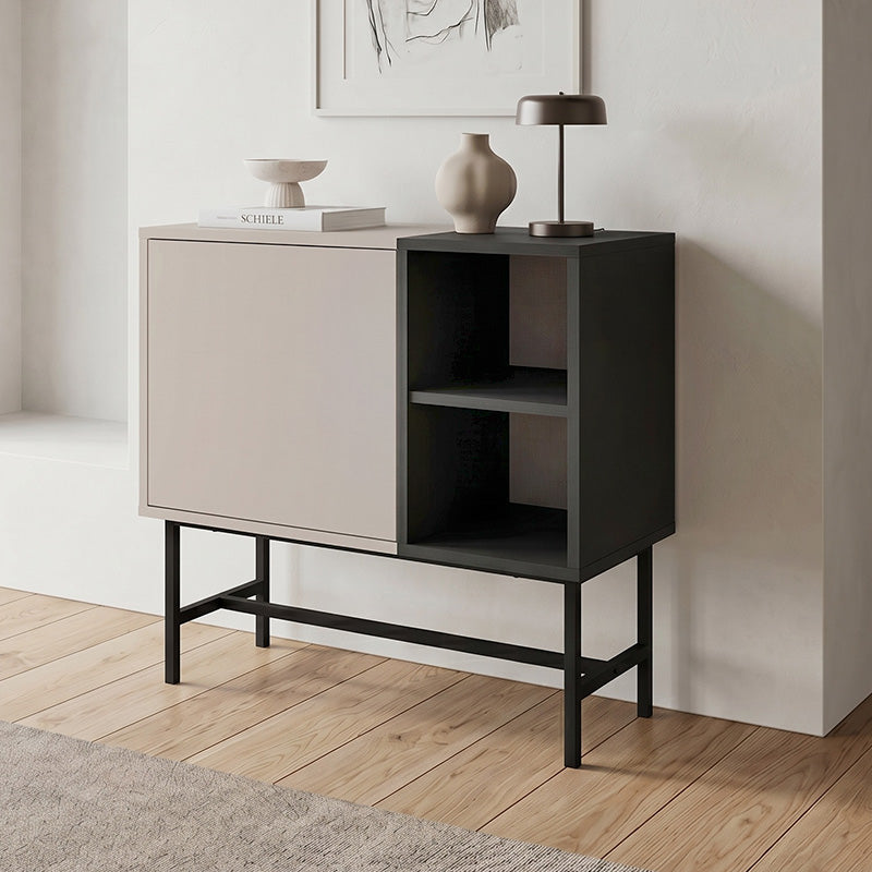 Μπουφές Mona  χρώμα sandstone - black wood 81x40x80εκ. - Pakobazaar