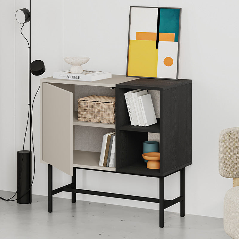 Μπουφές Mona  χρώμα sandstone - black wood 81x40x80εκ. - Pakobazaar