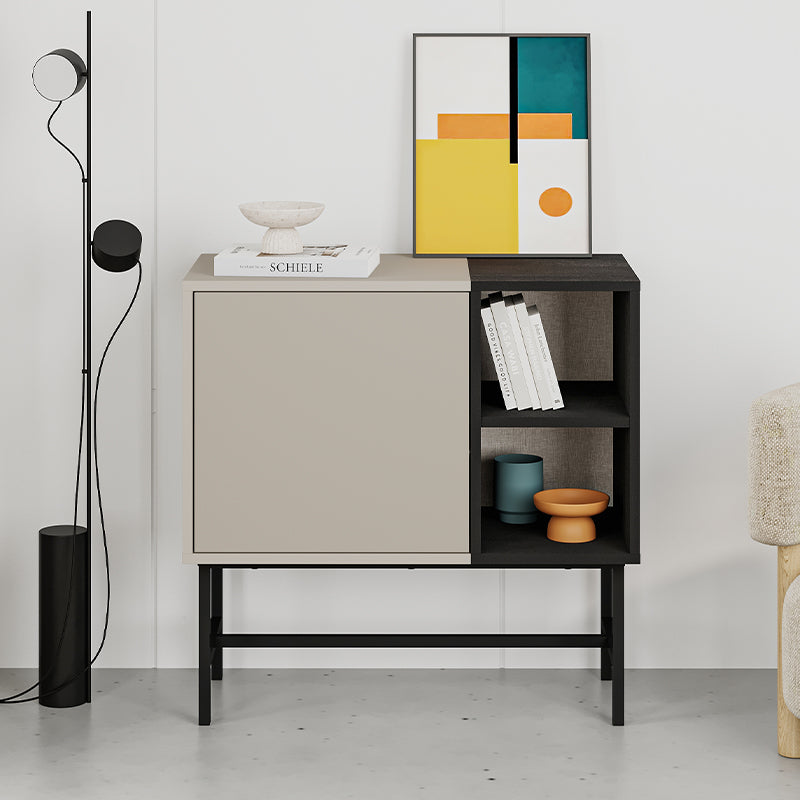 Μπουφές Mona  χρώμα sandstone - black wood 81x40x80εκ. - Pakobazaar