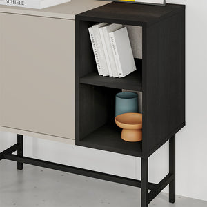 Μπουφές Mona  χρώμα sandstone - black wood 81x40x80εκ. - Pakobazaar