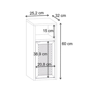 Κομοδίνο Inca  χρώμα light oak 25,2x32x60εκ. - Pakobazaar