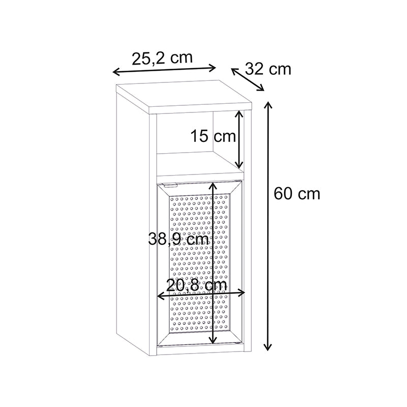 Κομοδίνο Inca  χρώμα light oak 25,2x32x60εκ. - Pakobazaar
