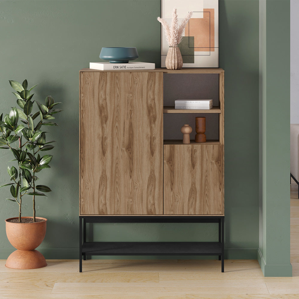 Μπουφές Amira  χρώμα καρυδί Ud - black wood 90x40x125εκ.