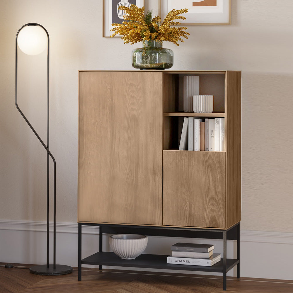Μπουφές Amira  χρώμα καρυδί Ud - black wood 90x40x125εκ.