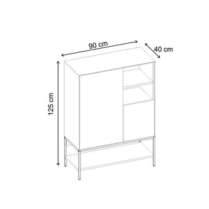 Μπουφές Amira  χρώμα καρυδί Ud - black wood 90x40x125εκ. - Pakobazaar