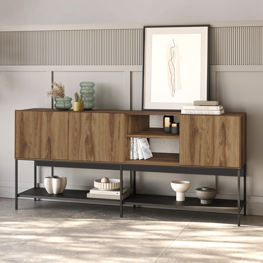 Μπουφές Amira  χρώμα καρυδί Ud - black wood 180x40x80εκ.