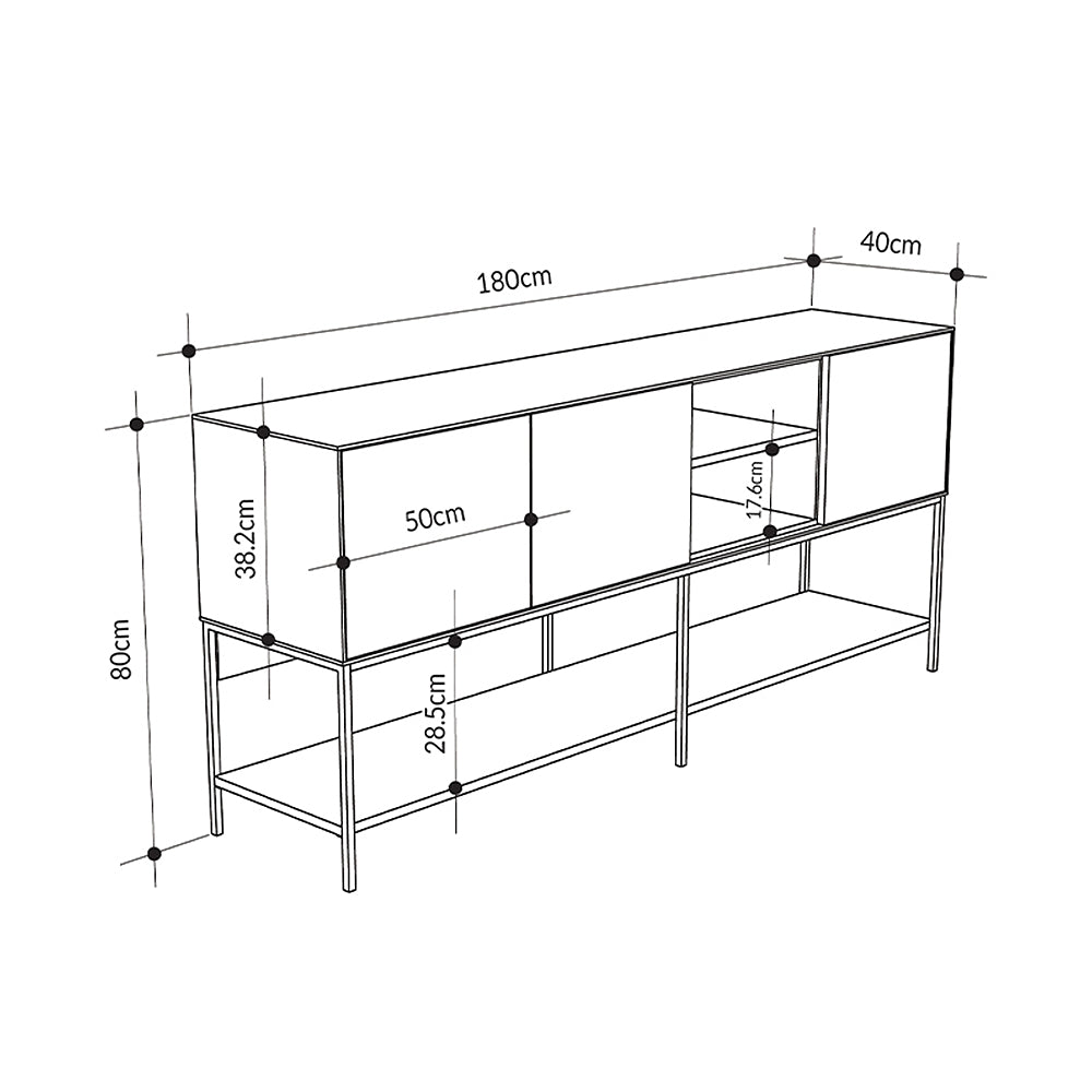 Μπουφές Amira  χρώμα καρυδί Ud - black wood 180x40x80εκ.