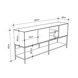Μπουφές Amira  χρώμα καρυδί Ud - black wood 180x40x80εκ. - Pakobazaar