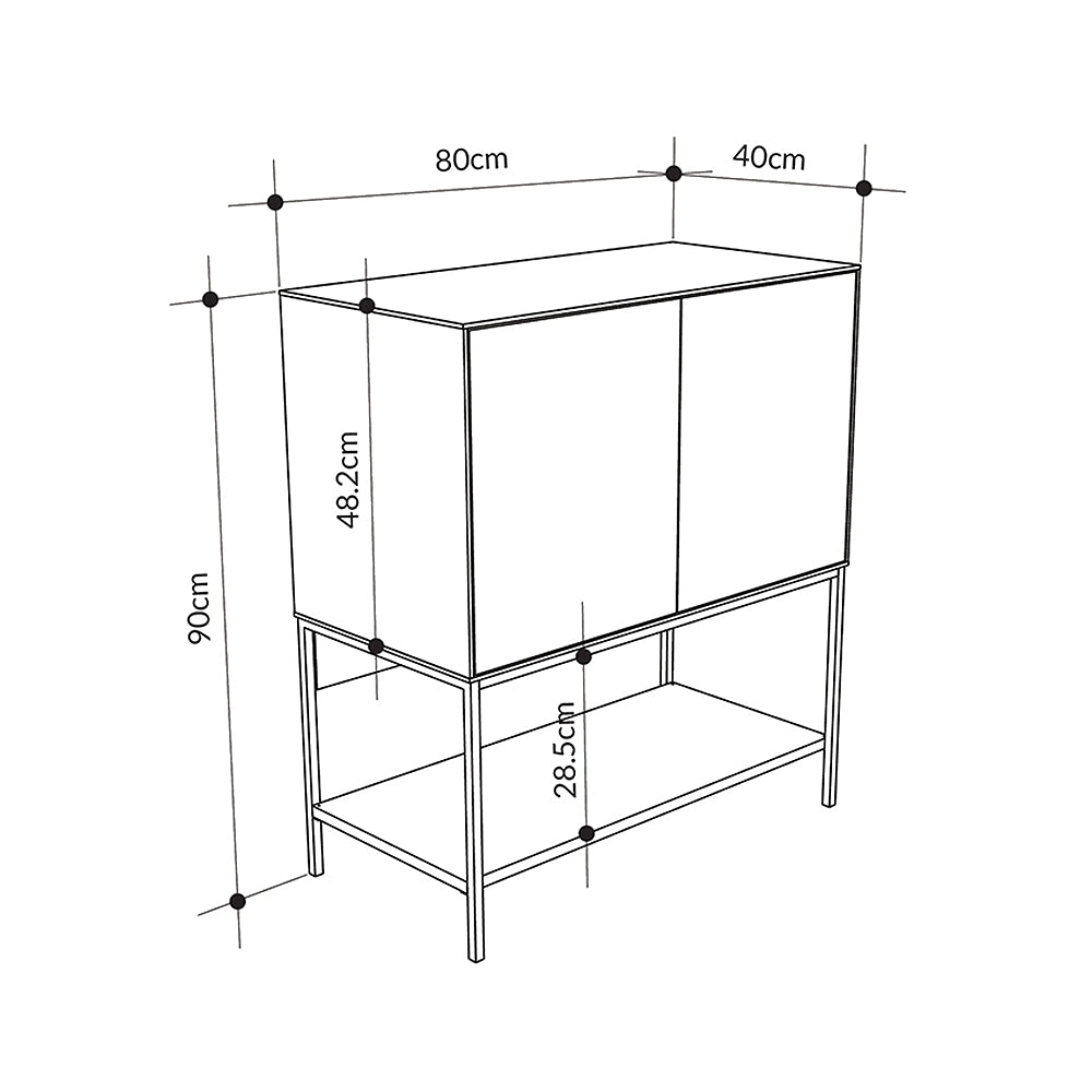Μπουφές Amira  χρώμα καρυδί Ud - black wood 80x40x90εκ.