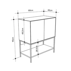 Μπουφές Amira  χρώμα καρυδί Ud - black wood 80x40x90εκ. - Pakobazaar