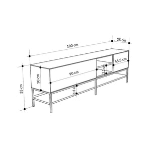 Έπιπλο τηλεόρασης Amira  χρώμα καρυδί Ud - black wood 180x35x55εκ. - Pakobazaar