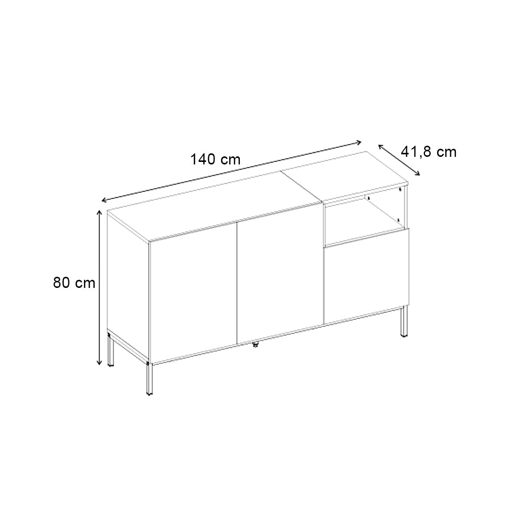 Μπουφές Cailin  χρώμα sepet oak - black wood 140x41,8x80εκ.