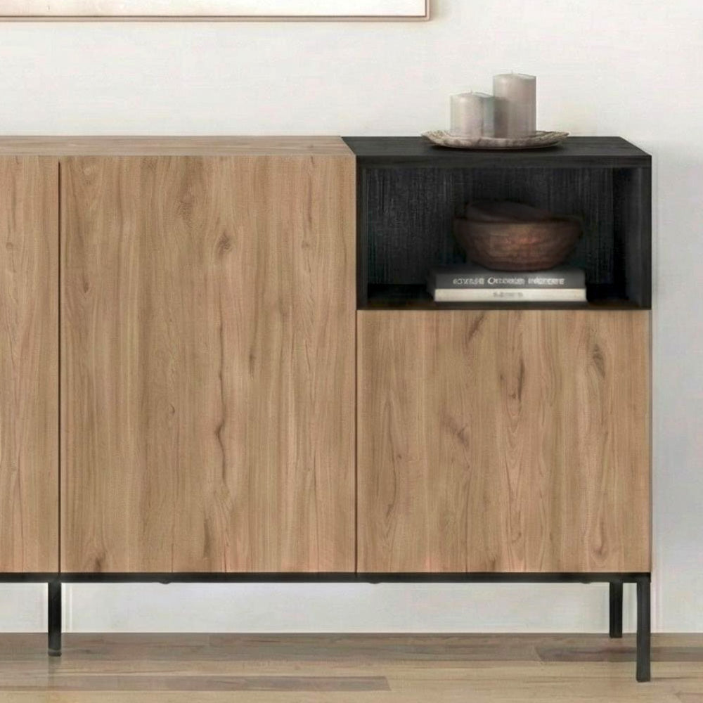 Μπουφές Cailin  χρώμα sepet oak - black wood 180x41,8x80εκ.