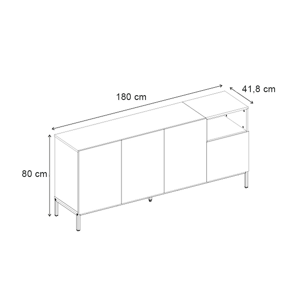 Μπουφές Cailin  χρώμα sepet oak - black wood 180x41,8x80εκ.