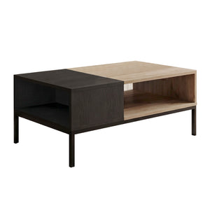 Τραπεζάκι σαλονιού Cailin  χρώμα sepet oak - black wood 90x56x40,6εκ. - Pakobazaar