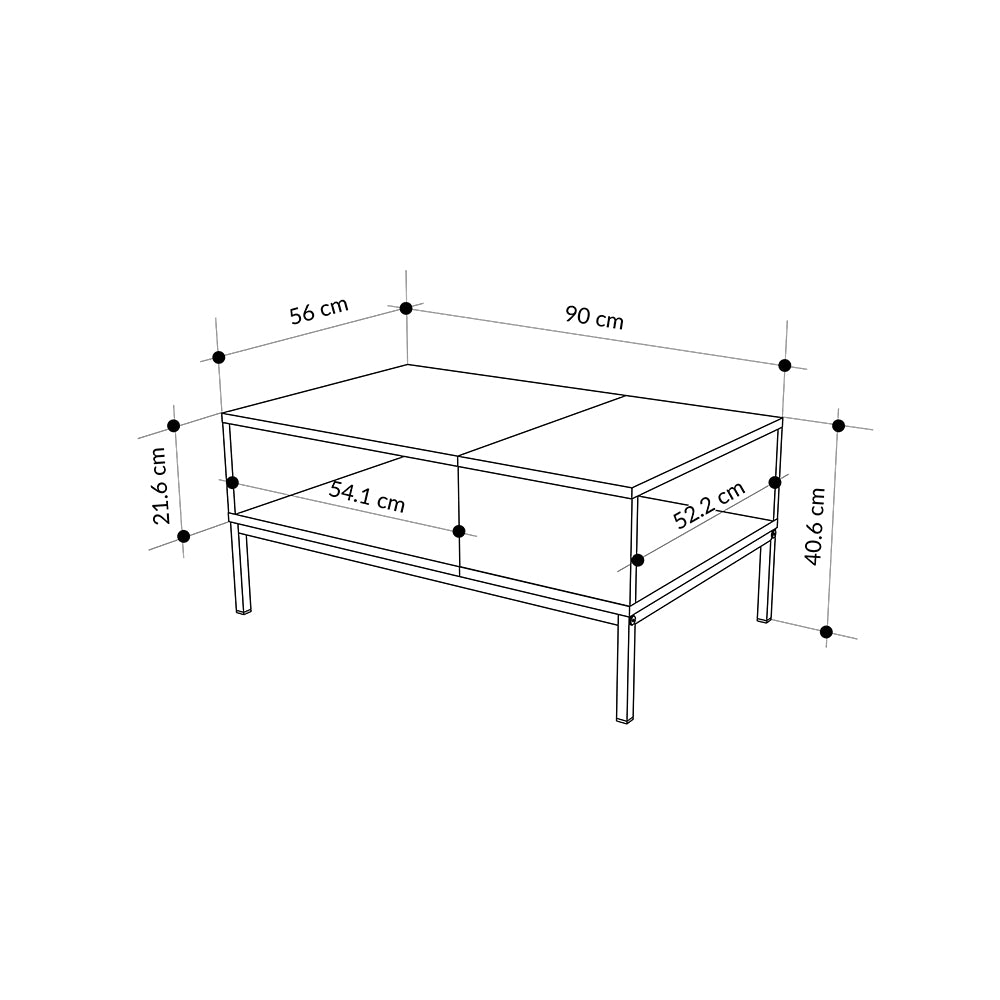 Τραπεζάκι σαλονιού Cailin  χρώμα sandstone - sepet oak 90x56x40,6εκ.
