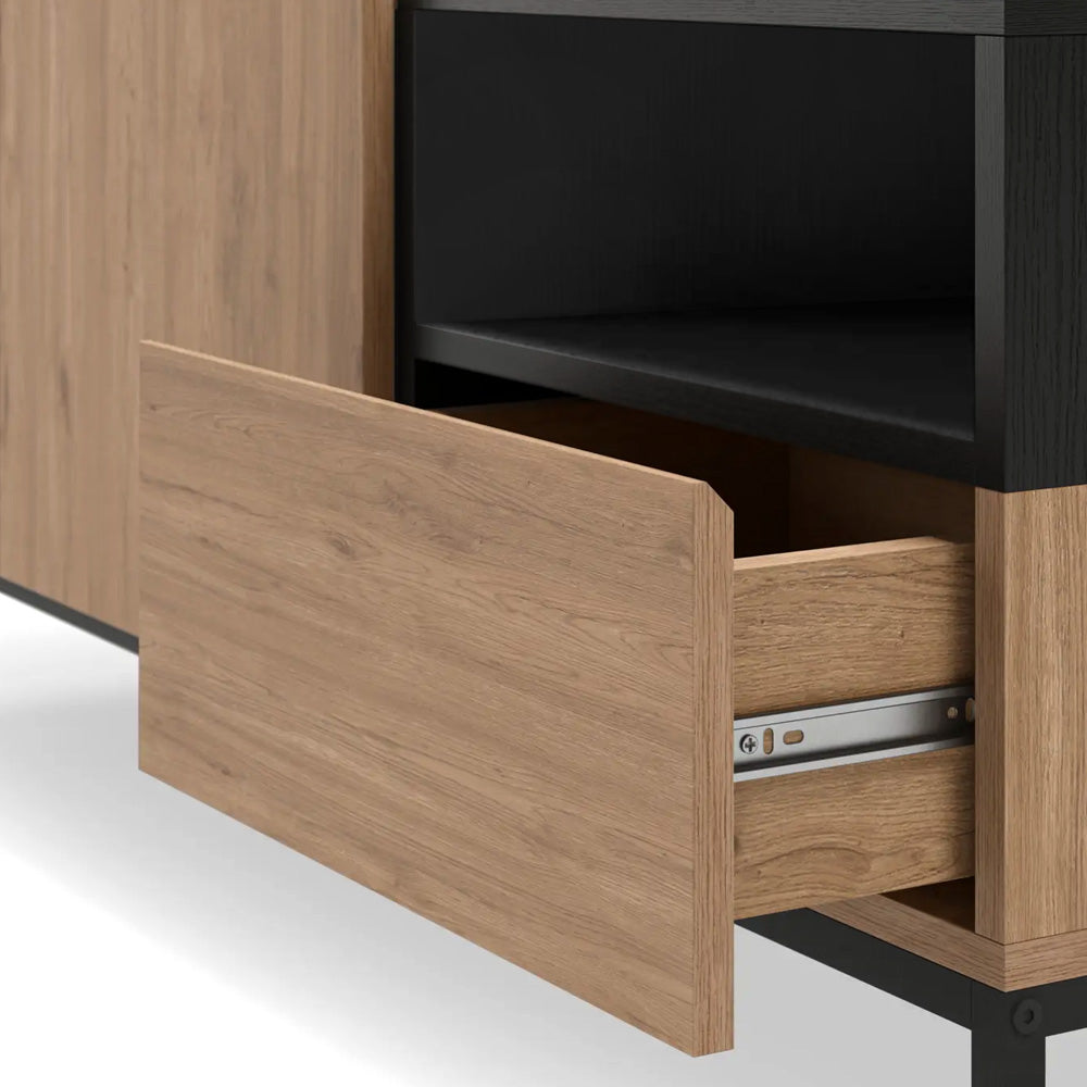 Έπιπλο τηλεόρασης Cailin  χρώμα sepet oak - black wood 140x41,8x55εκ.