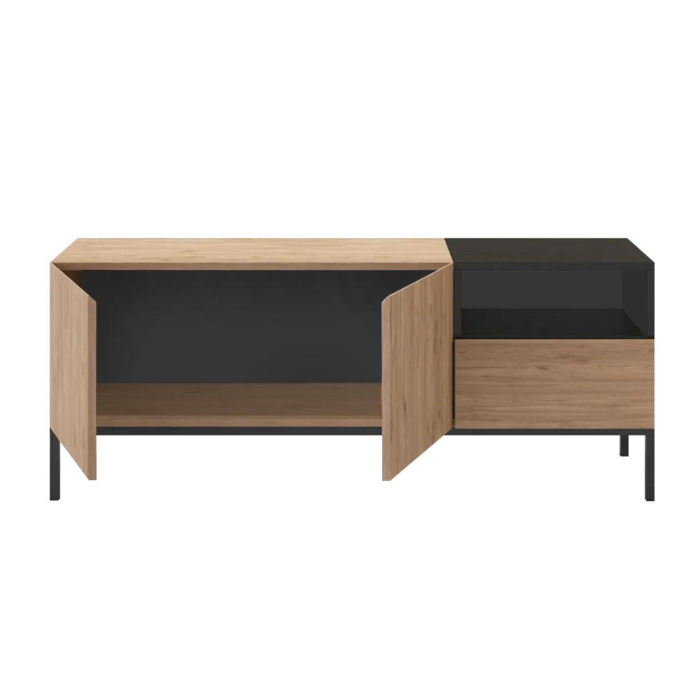 Έπιπλο τηλεόρασης Cailin  χρώμα sepet oak - black wood 140x41,8x55εκ.
