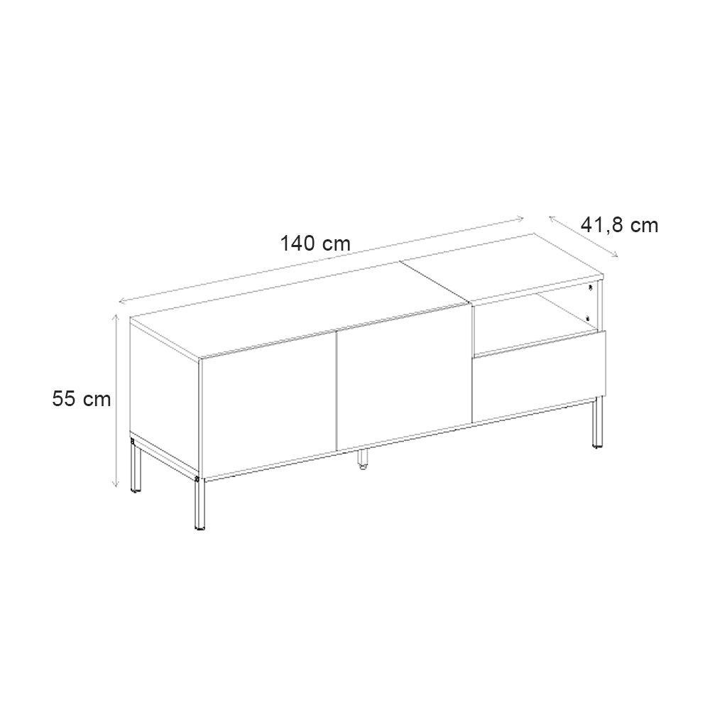Έπιπλο τηλεόρασης Cailin  χρώμα sepet oak - black wood 140x41,8x55εκ.