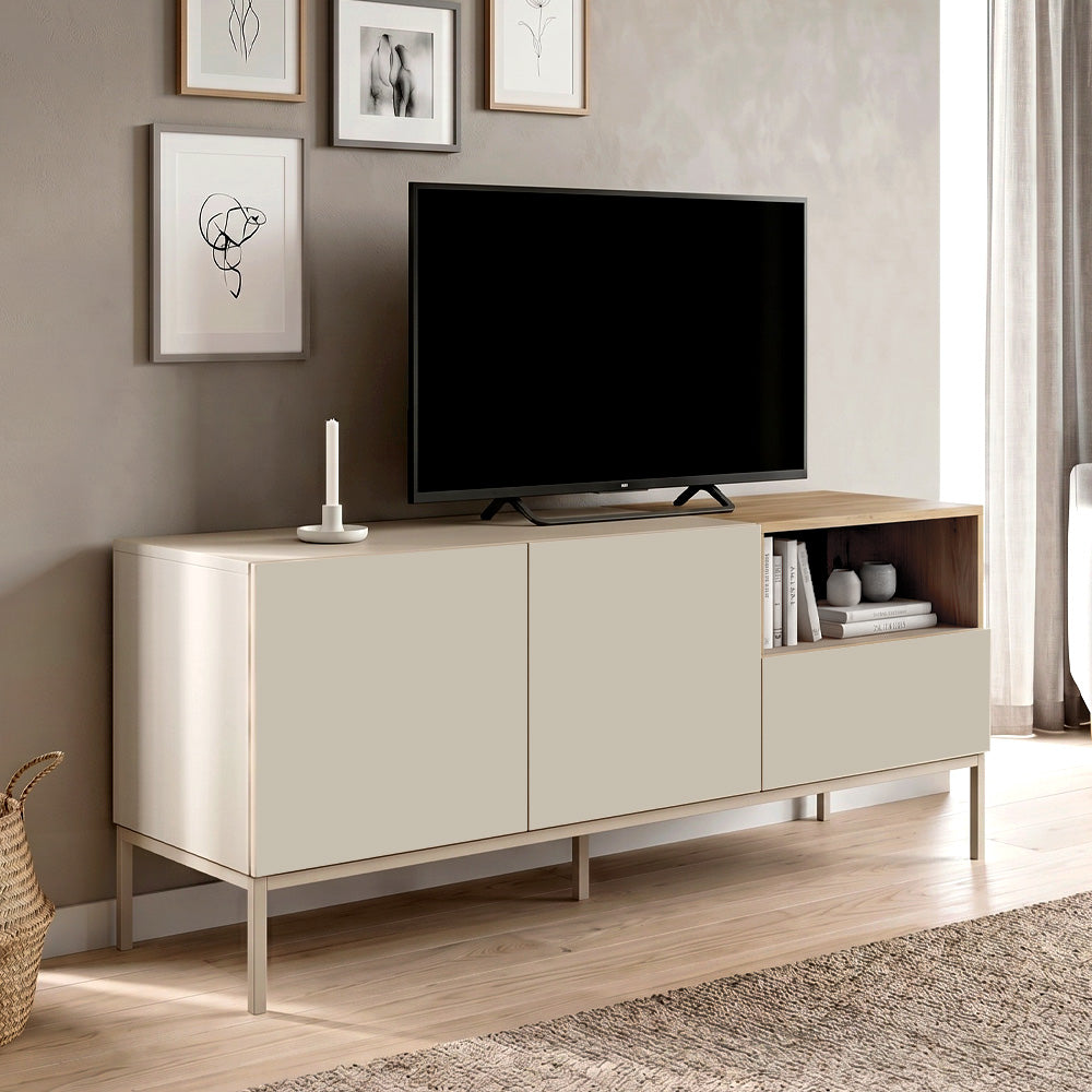 Έπιπλο τηλεόρασης Cailin  χρώμα sandstone - sepet oak 140x41,8x55εκ.