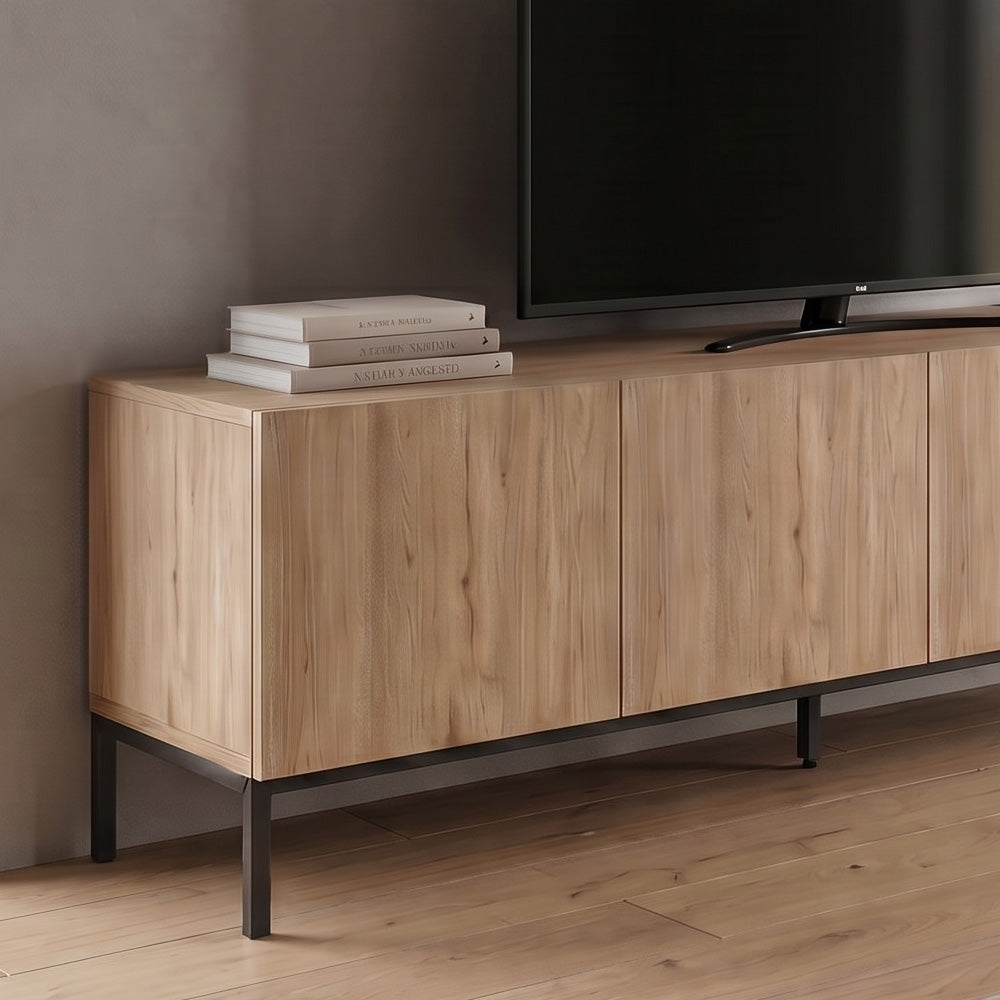 Έπιπλο τηλεόρασης Cailin  χρώμα sepet oak - black wood 180x41,8x55εκ.