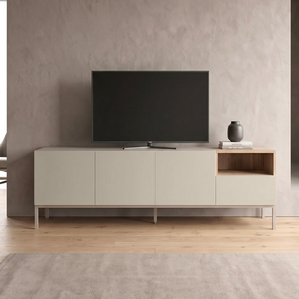 Έπιπλο τηλεόρασης Cailin  χρώμα sandstone - sepet oak 180x41,8x55εκ.
