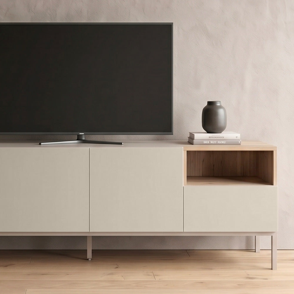 Έπιπλο τηλεόρασης Cailin  χρώμα sandstone - sepet oak 180x41,8x55εκ.