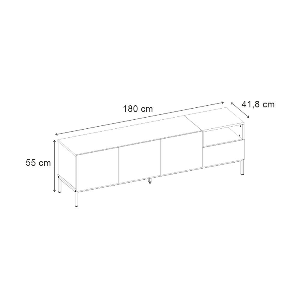 Έπιπλο τηλεόρασης Cailin  χρώμα sandstone - sepet oak 180x41,8x55εκ.