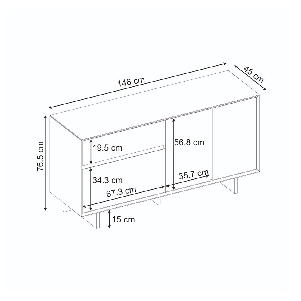 Μπουφές Capri  χρώμα sapphire oak 146x45x76,5εκ. - Pakobazaar