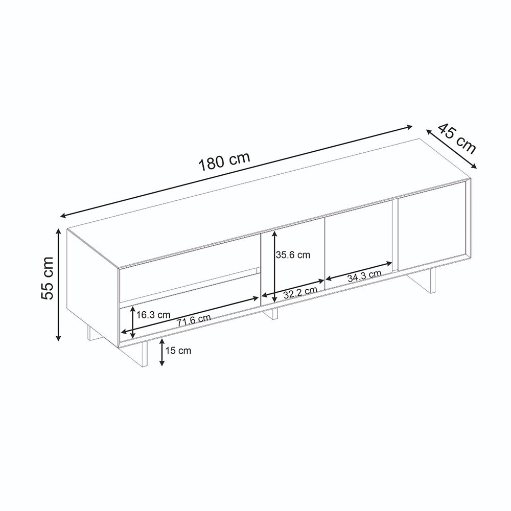 Έπιπλο τηλεόρασης Capri  χρώμα καρυδί milano 180x45x55εκ. - Pakobazaar