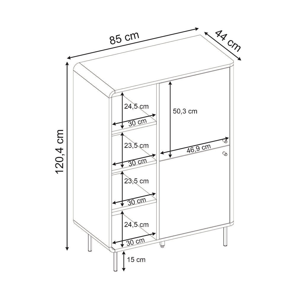 Μπουφές Colia  χρώμα sepet oak 85x44x120,4εκ.