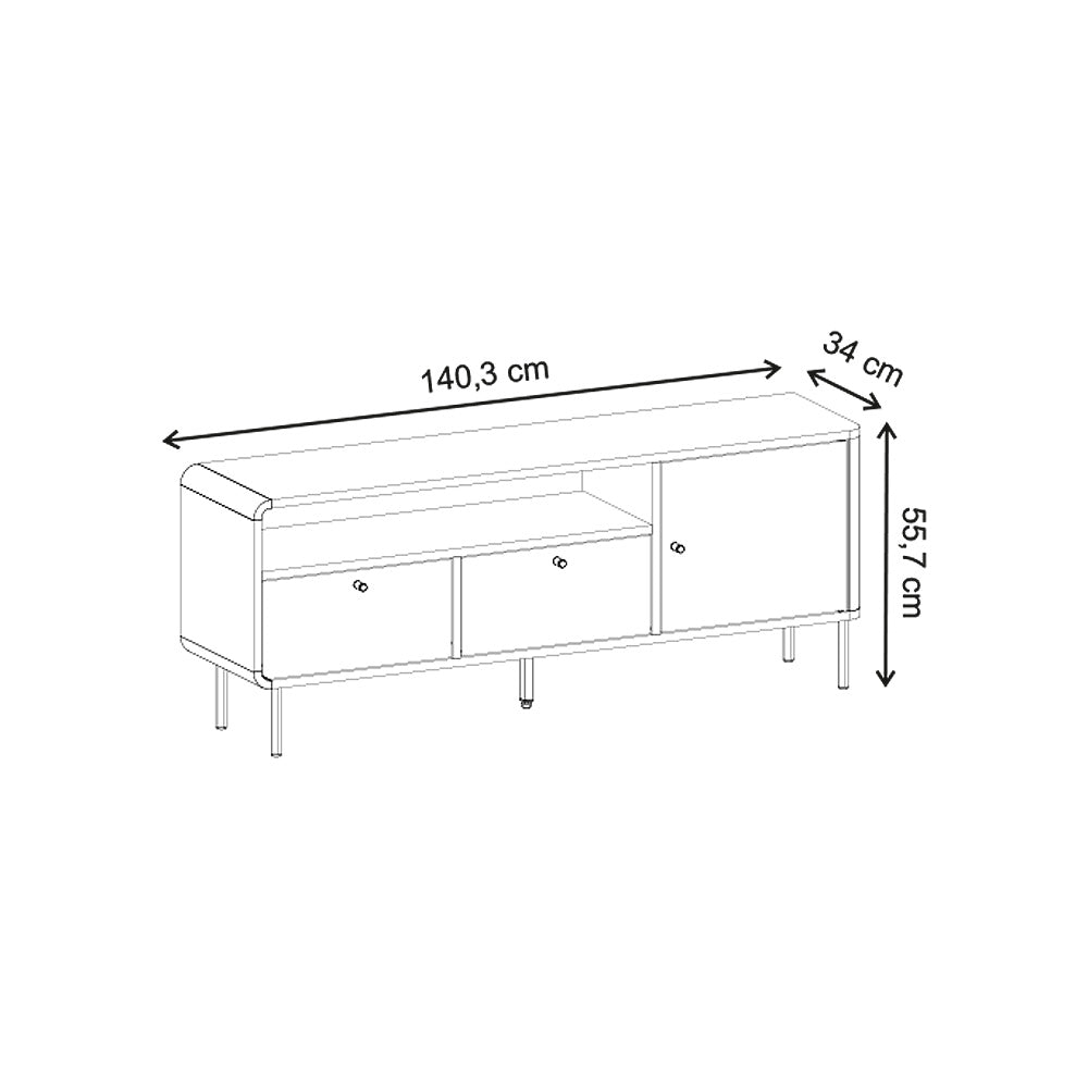 Έπιπλο τηλεόρασης Colia  χρώμα sepet oak 140,3x34x55,7εκ.