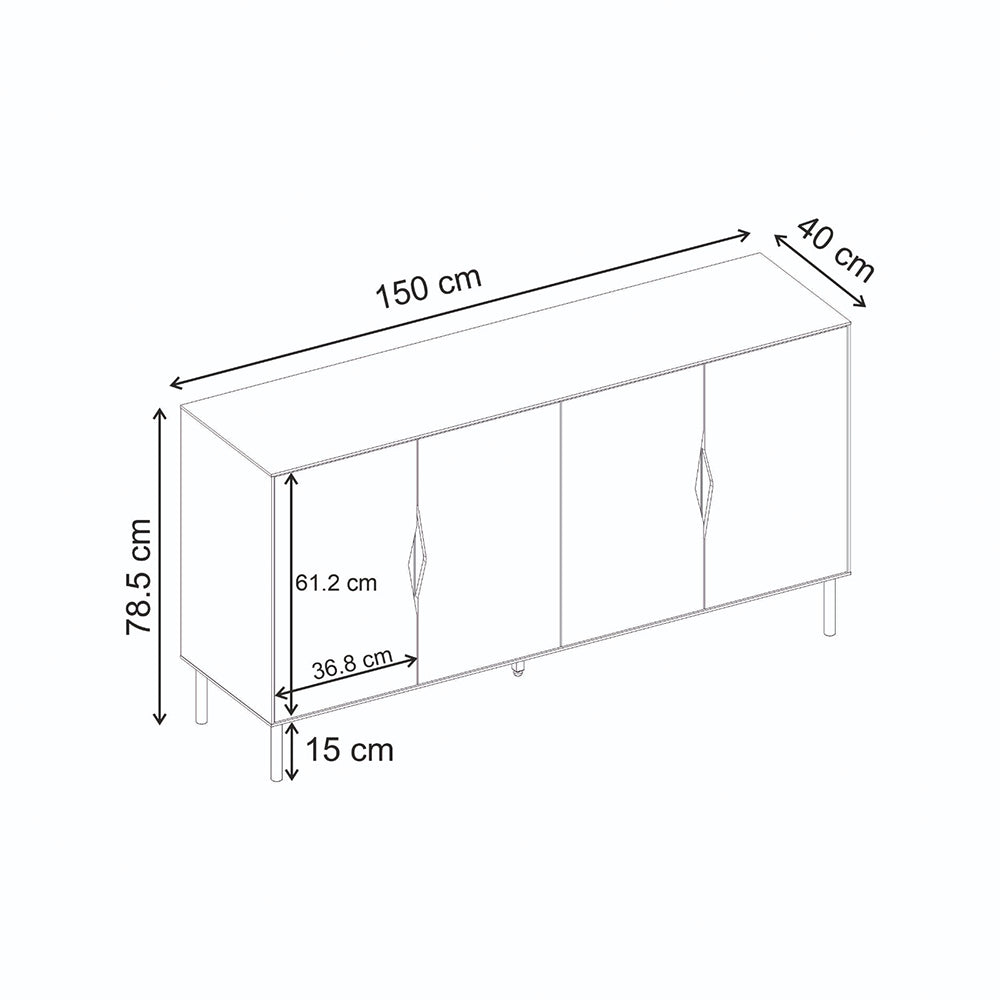 Μπουφές Marquise  χρώμα sandstone 150x40x78,5εκ.