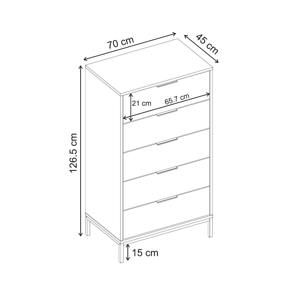 Συρταριέρα Mars  χρώμα καρυδί Ud 70x45x126,5εκ.