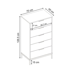 Συρταριέρα Mars  χρώμα καρυδί Ud 70x45x126,5εκ. - Pakobazaar