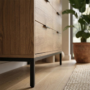 Συρταριέρα Mars  χρώμα καρυδί Ud 140x45x83,5εκ. - Pakobazaar