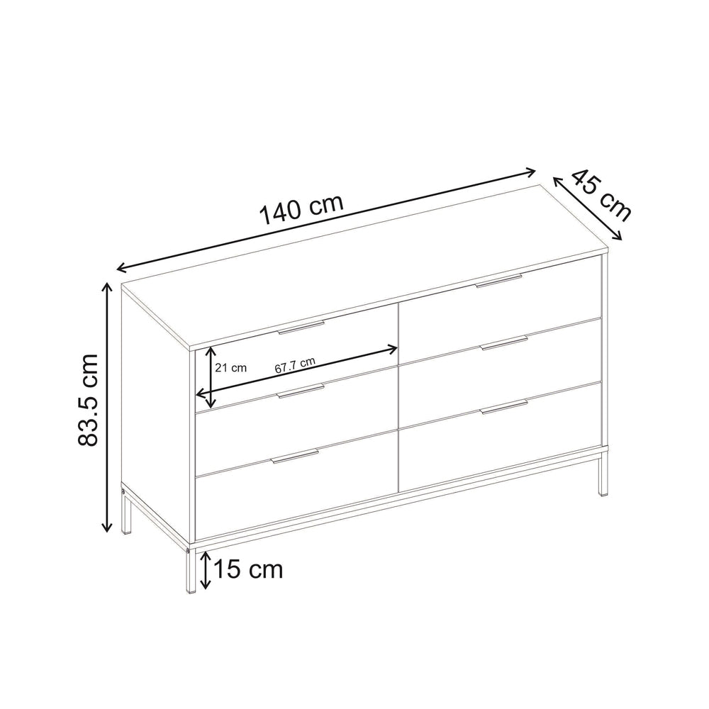 Συρταριέρα Mars  χρώμα καρυδί Ud 140x45x83,5εκ.